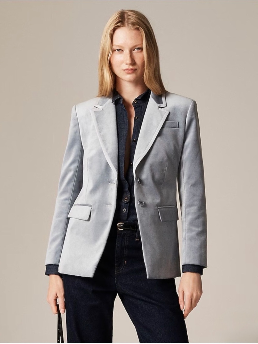 NEW J. Crew Madelyn blazer in slate blue velvet CP832 size 0 nipped waist $348